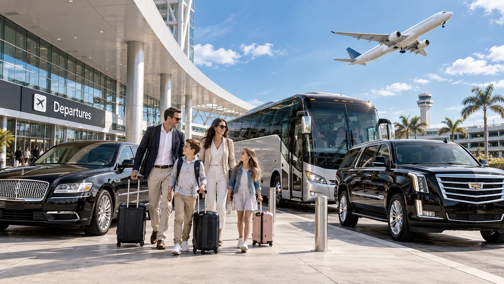 Group charter transportation at a Tucson area airport